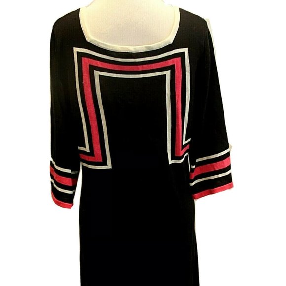 SANGRIA Black/White/Pink Geometric Knit Dress - Picture 6 of 9